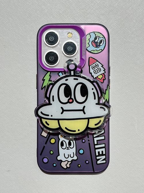 Cute Alien Designer Silicon Case for iPhone With Magsafe Holder