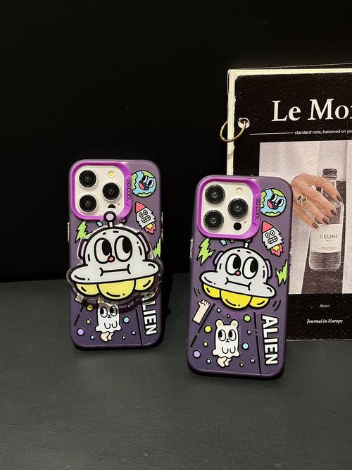 Cute Alien Designer Silicon Case for iPhone With Magsafe Holder
