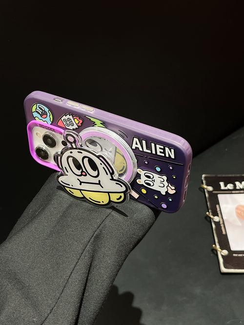 Cute Alien Designer Silicon Case for iPhone With Magsafe Holder