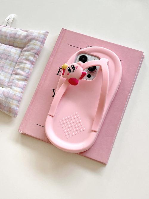 Slip On Designer Silicon Case for iPhone With Cute Teddy Charm ( Pink )