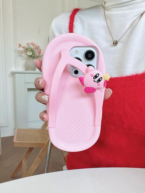 Slip On Designer Silicon Case for iPhone With Cute Teddy Charm ( Pink )