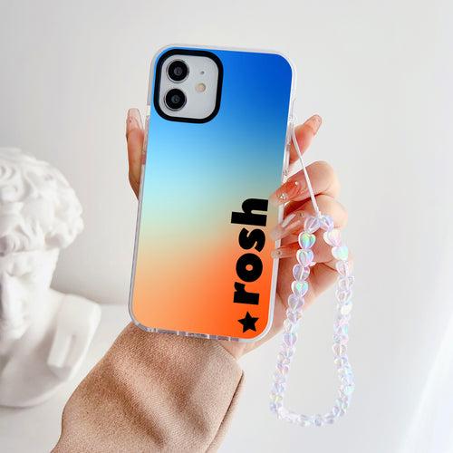 Customised Gradient Designer Silicon Impact Proof Case for iPhone With Crystal Charm