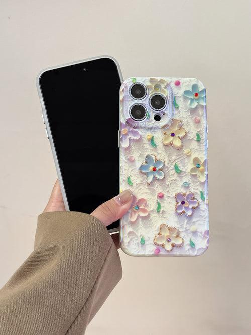 3D Effect Holographic Effect Silicon Case for iPhone With Diamond Camera Protection