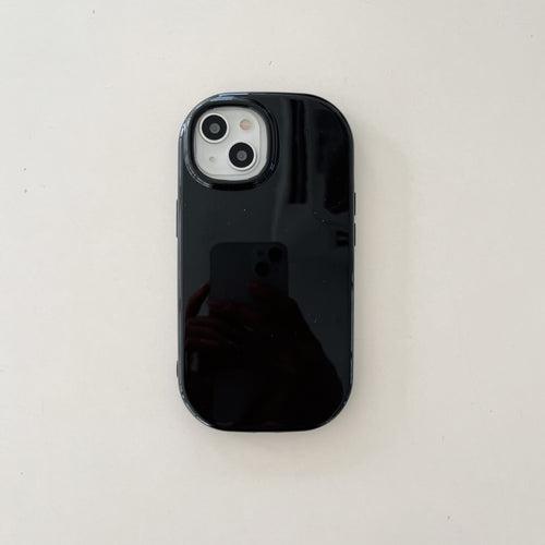 Oval Shape Customised Silicon Case With Hand Bracelet for iPhone ( Black )