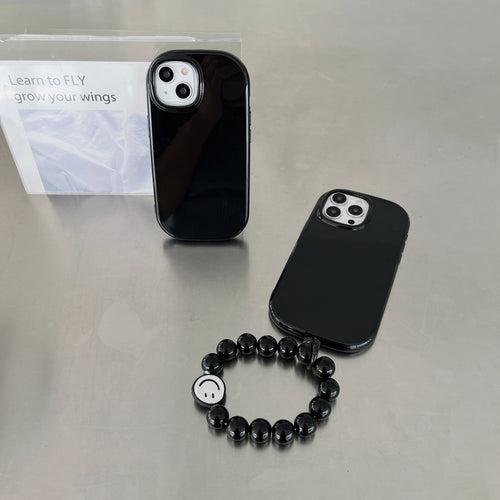 Oval Shape Customised Silicon Case With Hand Bracelet for iPhone ( Black )