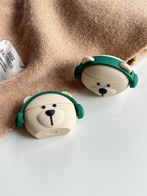 Teddy Boy With Headphones Silicon Airpod Case