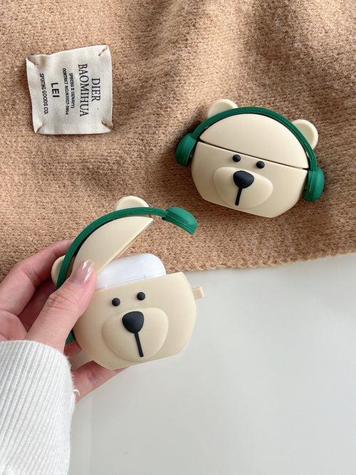 Teddy Boy With Headphones Silicon Airpod Case