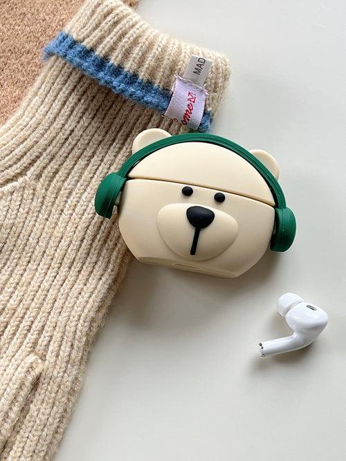 Teddy Boy With Headphones Silicon Airpod Case