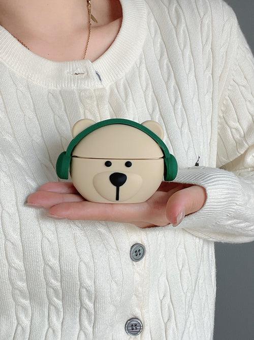 Teddy Boy With Headphones Silicon Airpod Case