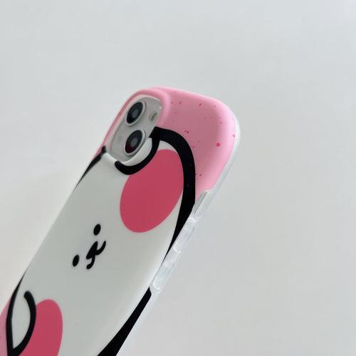 Cute Designer Silicon Oval Shape Case for iPhone ( Pink Pig )