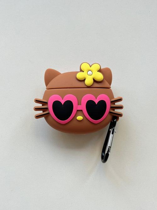 Cute Kitty In Sunglasses Silicon Airpod Case