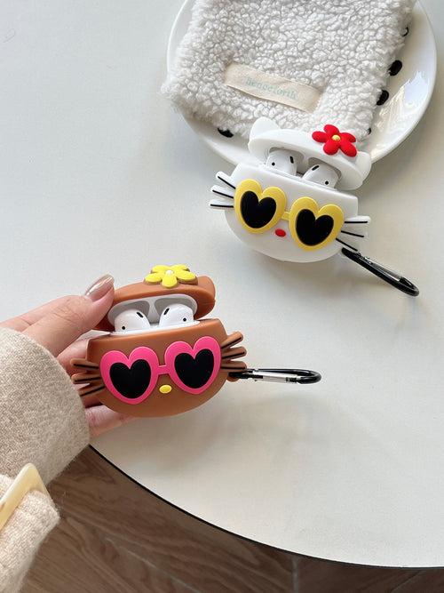 Cute Kitty In Sunglasses Silicon Airpod Case