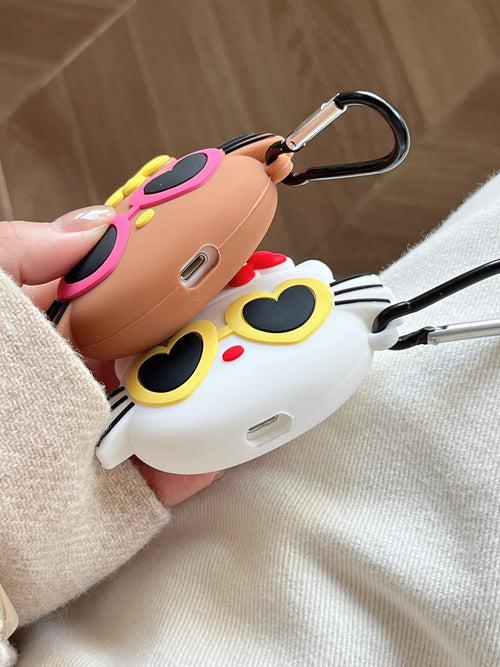 Cute Kitty In Sunglasses Silicon Airpod Case