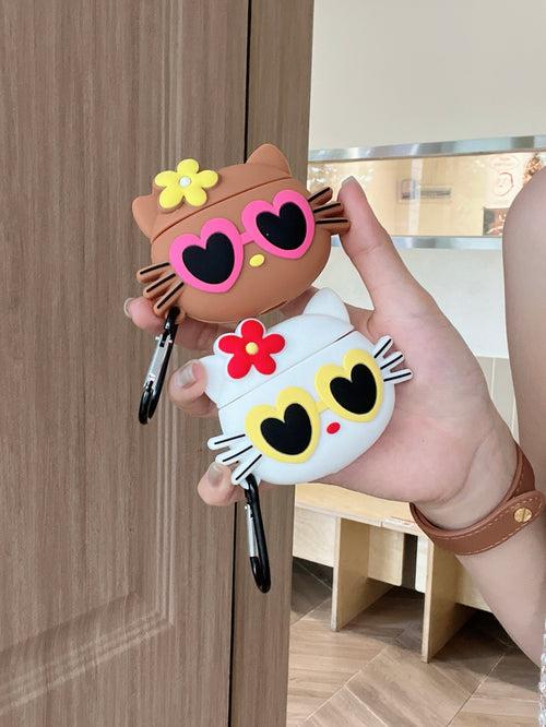 Cute Kitty In Sunglasses Silicon Airpod Case