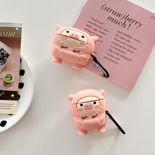 Cute Pig In Hoodie Silicon Airpod Case