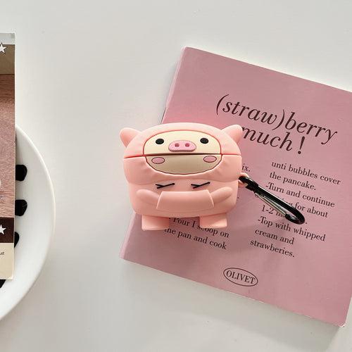 Cute Pig In Hoodie Silicon Airpod Case