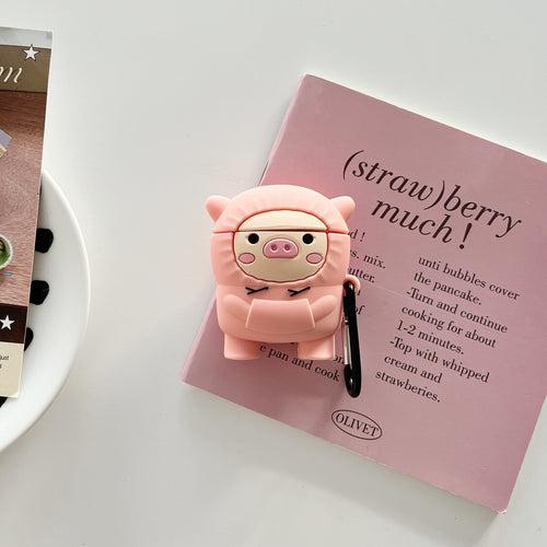 Cute Pig In Hoodie Silicon Airpod Case