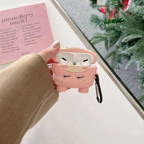 Cute Pig In Hoodie Silicon Airpod Case