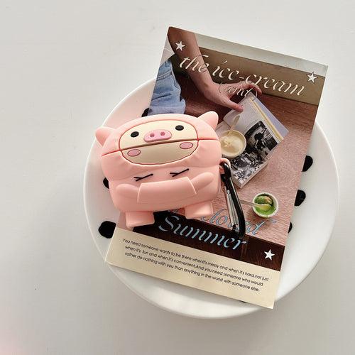 Cute Pig In Hoodie Silicon Airpod Case