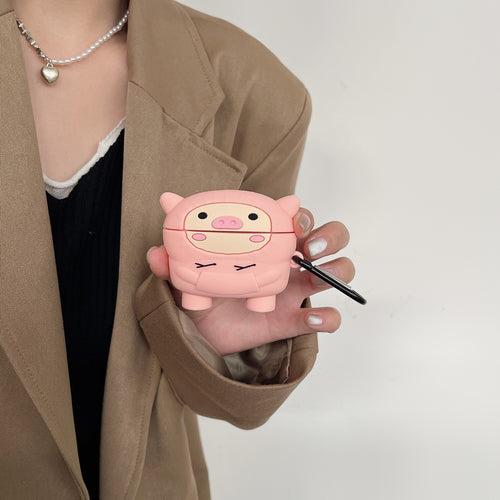 Cute Pig In Hoodie Silicon Airpod Case