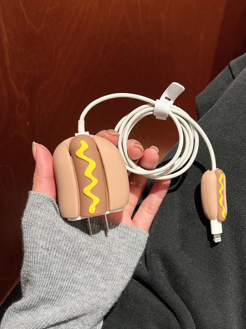 Delicious Hot Dog Designer Charger Case for iPhone Chargers ( Compatiible for Indian Chargers )