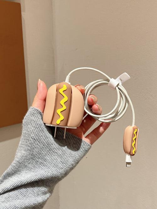 Delicious Hot Dog Designer Charger Case for iPhone Chargers ( Compatiible for Indian Chargers )