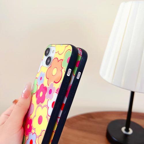 Floral Doodle Design Glass Case for iPhone