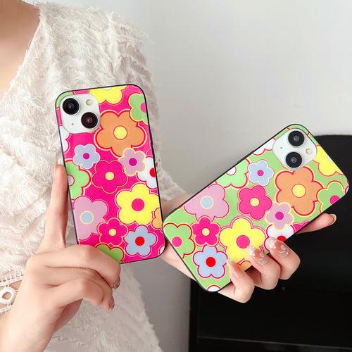 Floral Doodle Design Glass Case for iPhone
