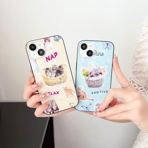 Cute Designer Cat Glass Case