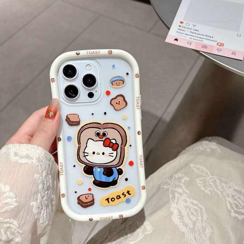 Cute Kitty Toast Transparent Silicon iPhone Case