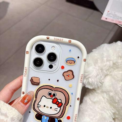 Cute Kitty Toast Transparent Silicon iPhone Case