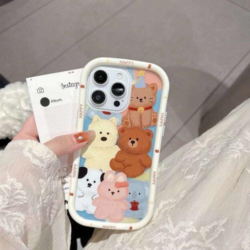 Happy Bear Pattern Silicon iPhone Case