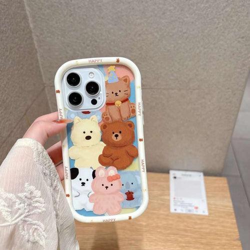 Happy Bear Pattern Silicon iPhone Case