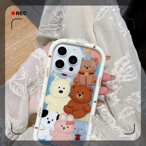 Happy Bear Pattern Silicon iPhone Case