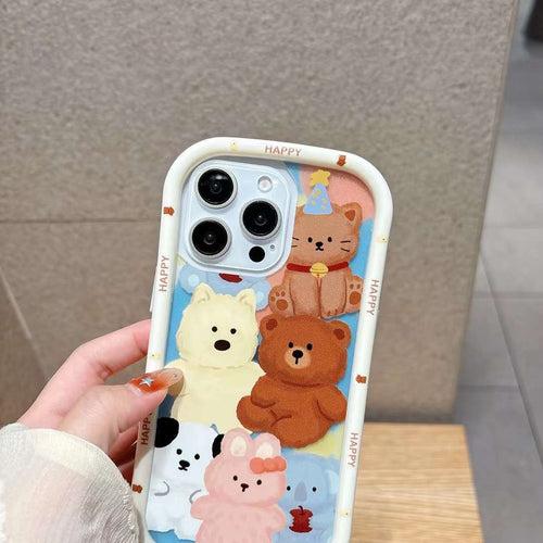 Happy Bear Pattern Silicon iPhone Case