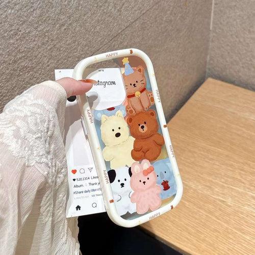 Happy Bear Pattern Silicon iPhone Case