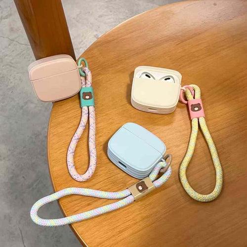 Solid Color Silicon Airpod Case With String Charm