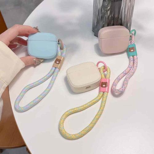 Solid Color Silicon Airpod Case With String Charm