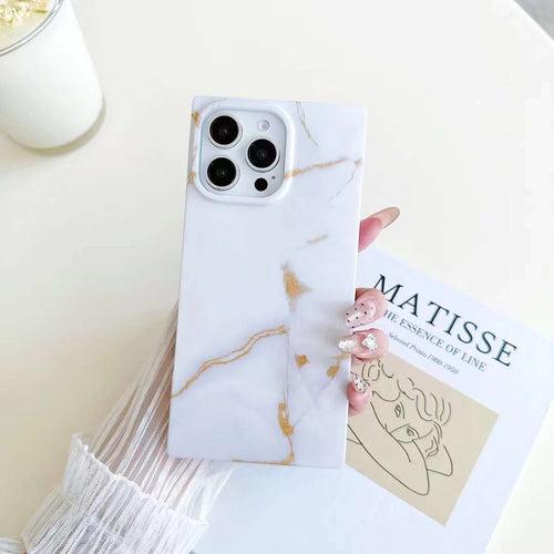 Holographic Dazzle Rectangle Marble Silicon Case for iPhone