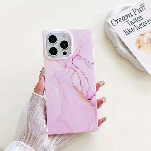 Holographic Dazzle Rectangle Marble Silicon Case for iPhone