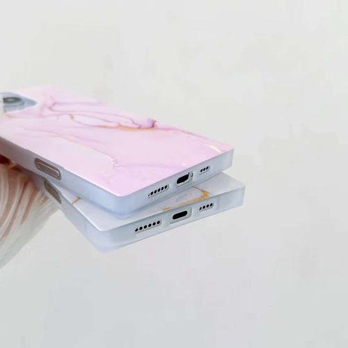 Holographic Dazzle Rectangle Marble Silicon Case for iPhone