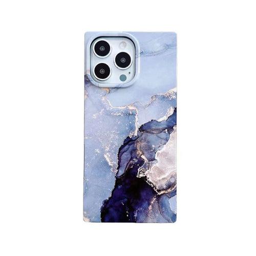 Holographic Dazzle Rectangle Marble Silicon Case for iPhone