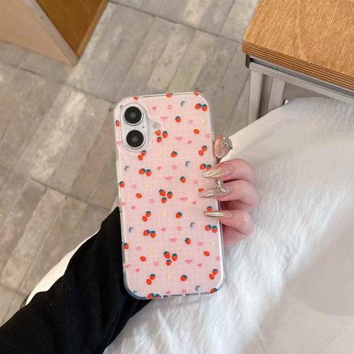 Cherry Pattern Designer Silicon iPhone Case With Cute Cheery Beaded Charm