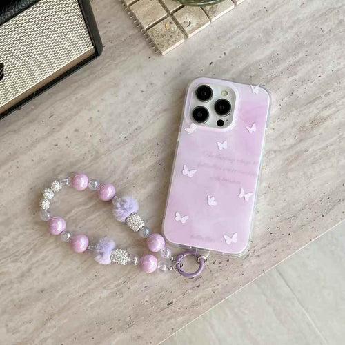 Cute Butterfly Pattern Designer Silicon iPhone Case With Beaded Charm