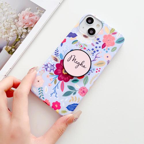 Floral Illustration Designer Slim Case With Customised Holder