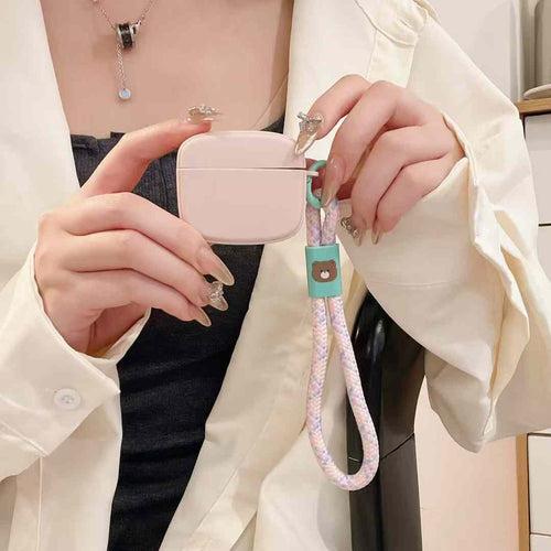 Solid Color Silicon Airpod Case With String Charm