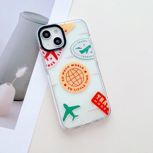 Travel Stickers Designer Impact Proof Silicon Phone Case for iPhone