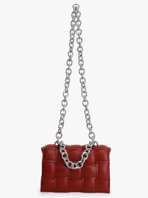 Square Weaved Solid Sling Bag