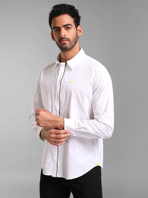 Cotton Stretch Shirt With Zipper Closure