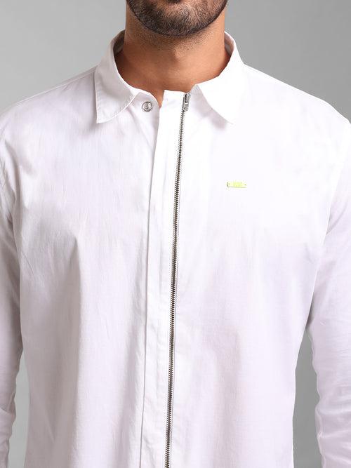 Cotton Stretch Shirt With Zipper Closure